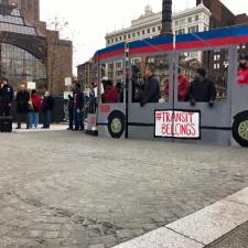 Protestors gathered in Public Square last weekend to demand buses be returned to Superior Avenue. Photo: Angie Schmitt