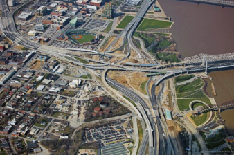 Louisville's $1.1 billion "Spaghetti Junction" interchange under construction. Via Ohio River Bridges Project